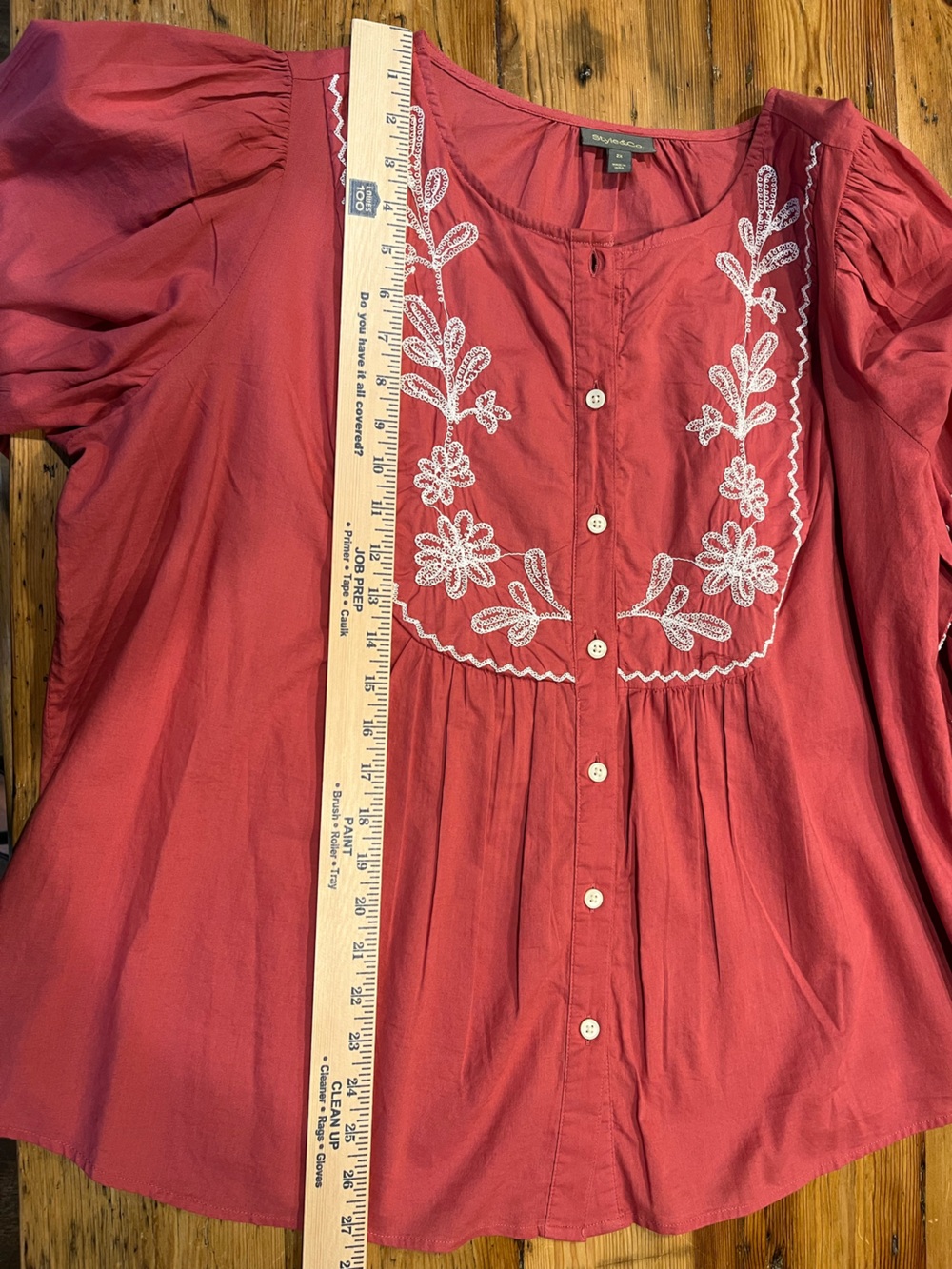 Embroidered Button-Front Blouse in Rose Pink Boho Festival Cottagecore NWT - Picture 7 of 8